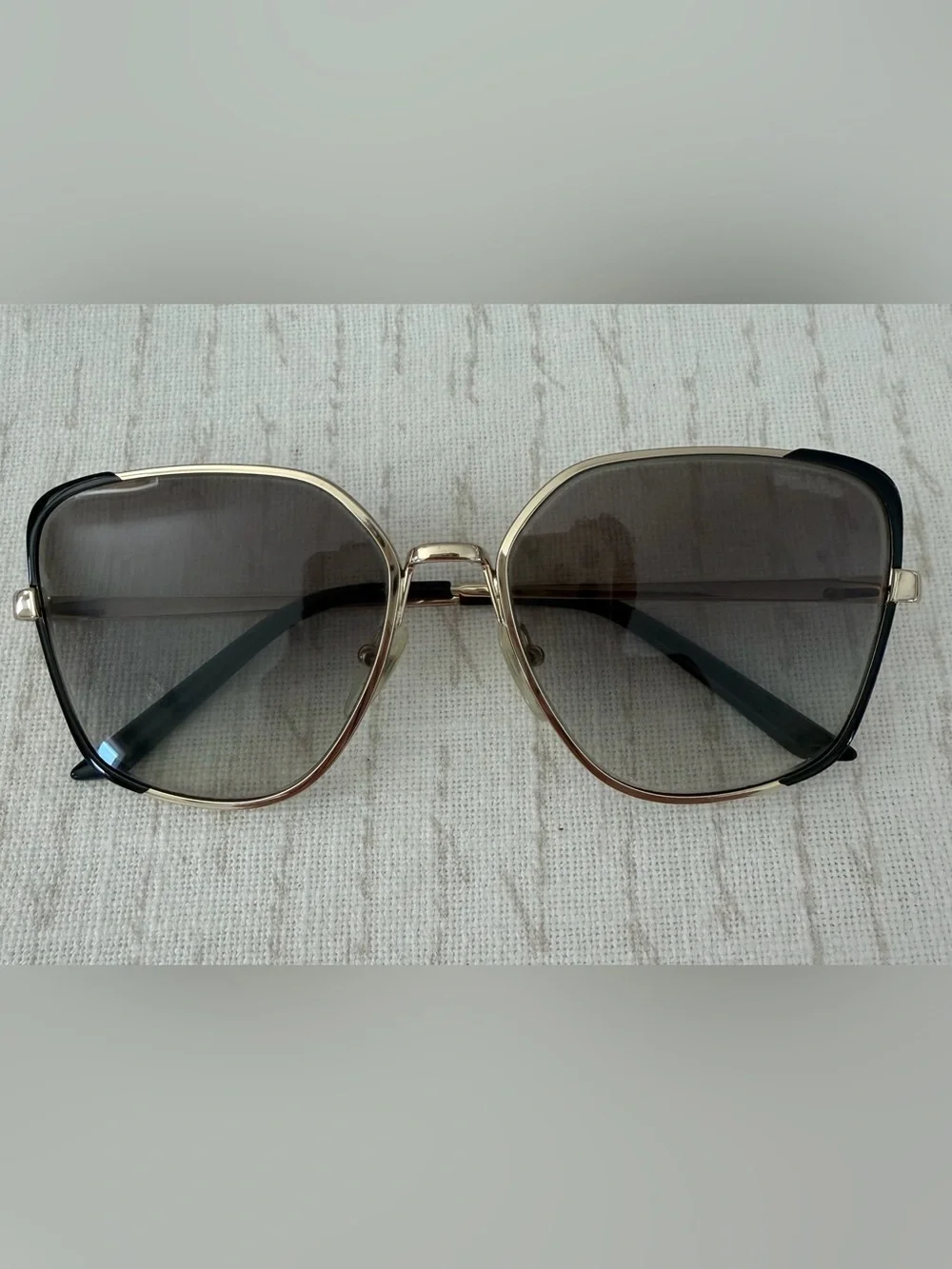 Prada Gold Frame Black Gradient Oversized Women's Sunglasses